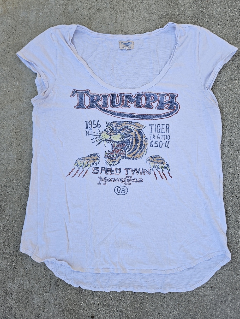RARE LUCKY BRAND TRIUMPH TEE LARGE LIGHTWEIGHT TIGER GRAPHIC EUC SPEED TWIN